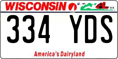 WI license plate 334YDS