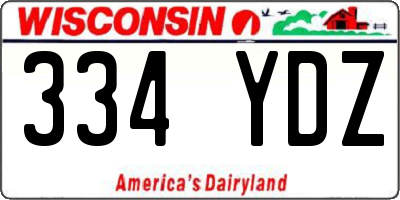 WI license plate 334YDZ