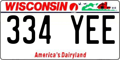 WI license plate 334YEE