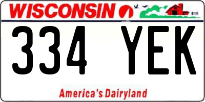 WI license plate 334YEK