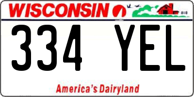 WI license plate 334YEL