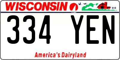 WI license plate 334YEN