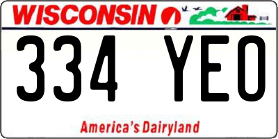WI license plate 334YEO