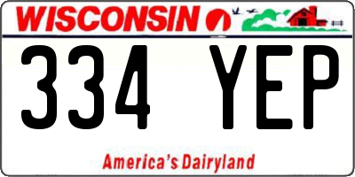 WI license plate 334YEP