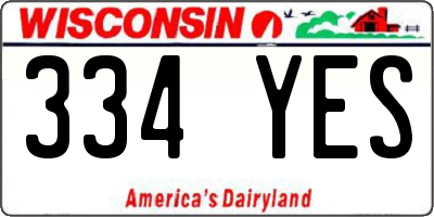 WI license plate 334YES