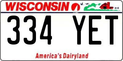 WI license plate 334YET