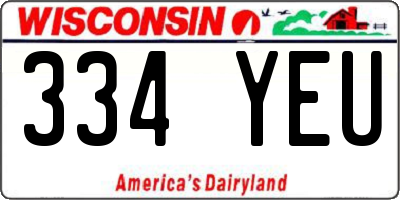WI license plate 334YEU