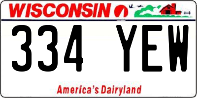 WI license plate 334YEW