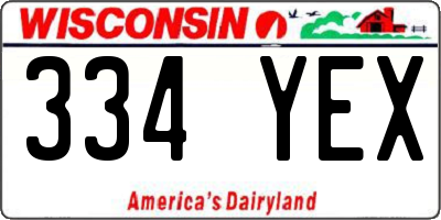 WI license plate 334YEX