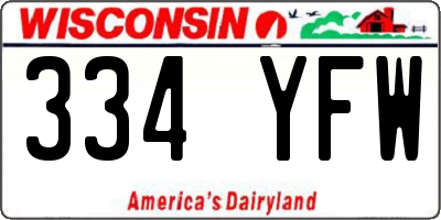 WI license plate 334YFW
