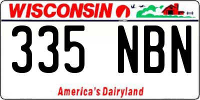 WI license plate 335NBN