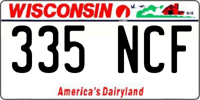WI license plate 335NCF