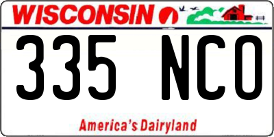 WI license plate 335NCO