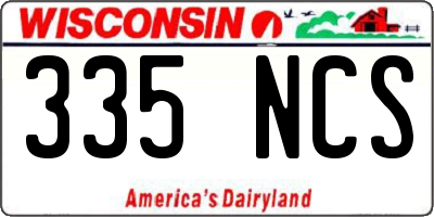 WI license plate 335NCS