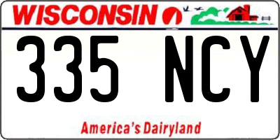 WI license plate 335NCY