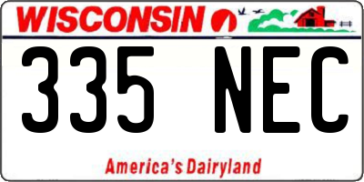 WI license plate 335NEC
