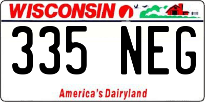 WI license plate 335NEG