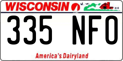 WI license plate 335NFO