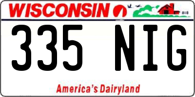 WI license plate 335NIG