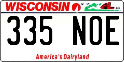 WI license plate 335NOE