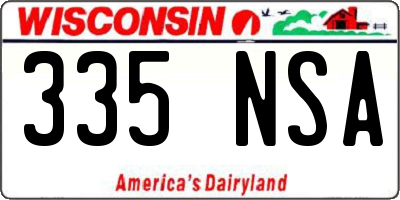 WI license plate 335NSA