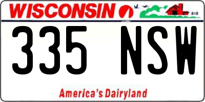 WI license plate 335NSW