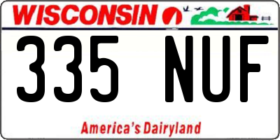 WI license plate 335NUF