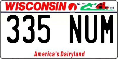 WI license plate 335NUM