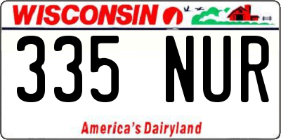WI license plate 335NUR