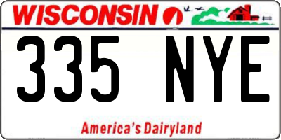 WI license plate 335NYE