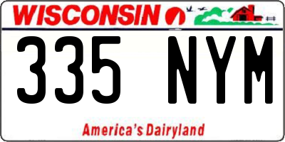 WI license plate 335NYM