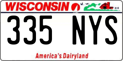 WI license plate 335NYS