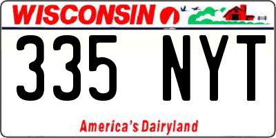 WI license plate 335NYT