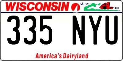 WI license plate 335NYU