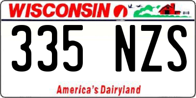 WI license plate 335NZS