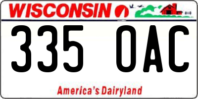 WI license plate 335OAC