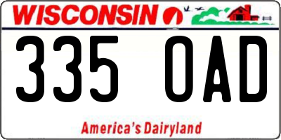 WI license plate 335OAD
