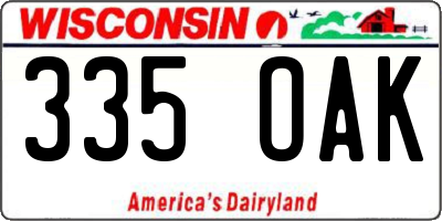 WI license plate 335OAK