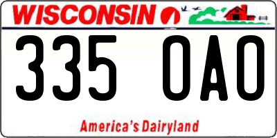 WI license plate 335OAO