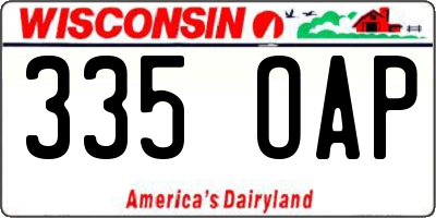 WI license plate 335OAP