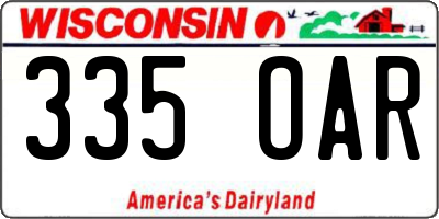 WI license plate 335OAR