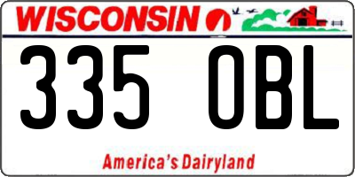 WI license plate 335OBL