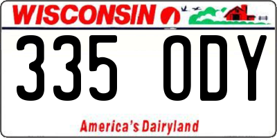 WI license plate 335ODY