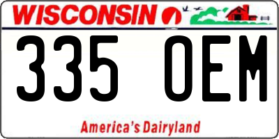 WI license plate 335OEM