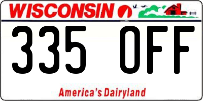 WI license plate 335OFF