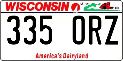 WI license plate 335ORZ