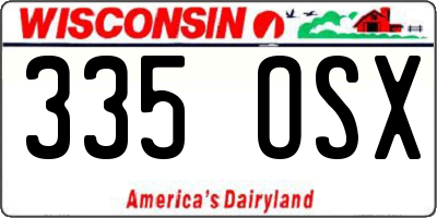WI license plate 335OSX
