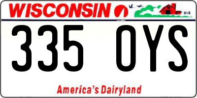 WI license plate 335OYS