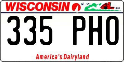 WI license plate 335PHO