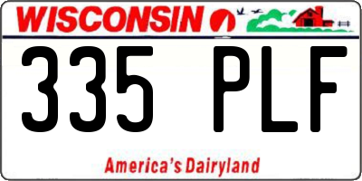 WI license plate 335PLF
